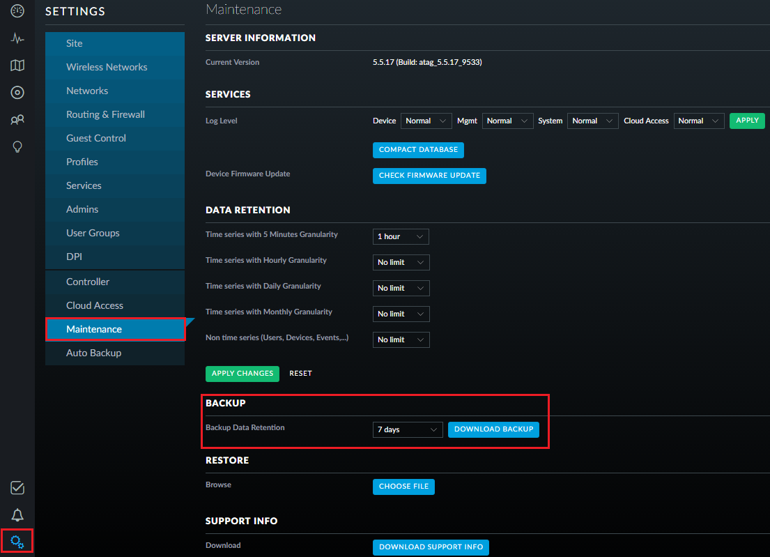 Unifi reset