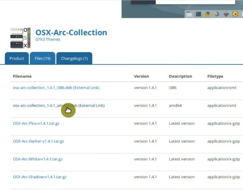 Dowloading OSX-arc-colletion theme