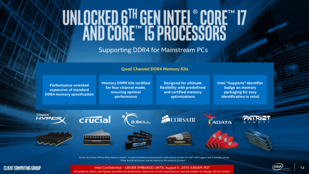 Intel Skylake DDR4 Memory Support