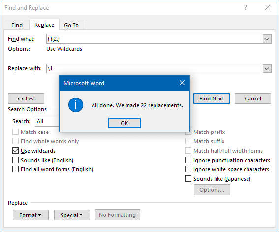 Remove extra space form Word document