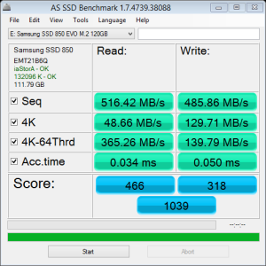 Samsung 850 EVO 120GB M.2 AS SSD