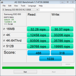 Samsung 850 EVO 120GB M.2 AS SSD IOPS