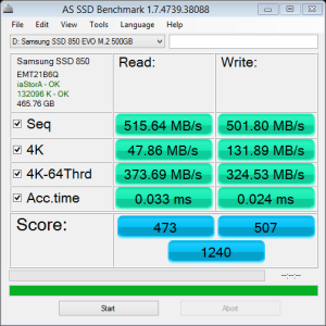 Samsung 850 EVO M.2 500GB AS SSD